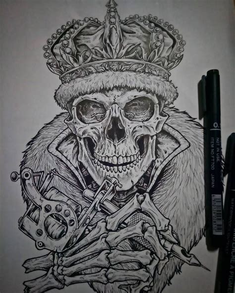 Done Commision For Hysteriainkclothing King Crown Royal Skull