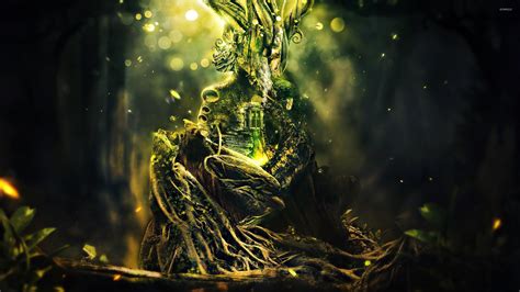 Glowing Tree House Wallpaper Fantasy Wallpapers 21940