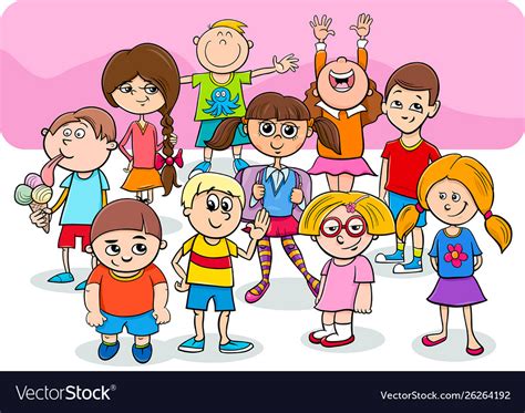 Happy Children Cartoon Characters Group Royalty Free Vector