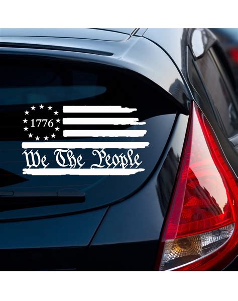 1776 We The People Distressed Flag Horizontal Vinyl Car And Etsy