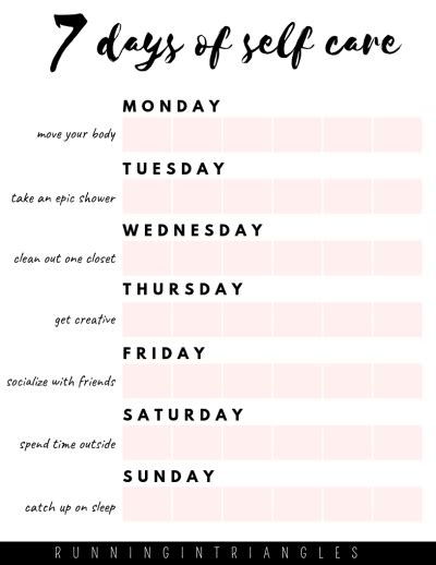 Free Printable Self Care Chart Archives Running In Triangles