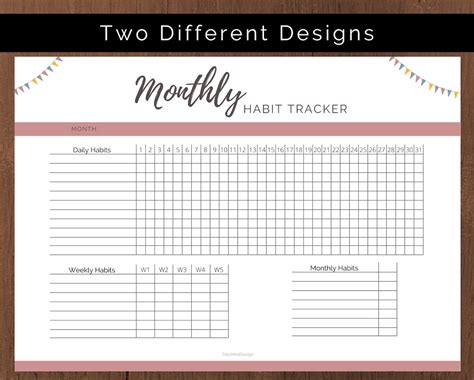 Habit Tracker Printable Daily Weekly Monthly Yearly Planner Etsy My
