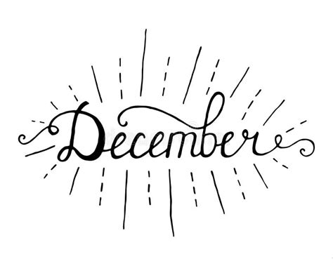 December Typographic Design Black Hand Lettering Text Isolated On