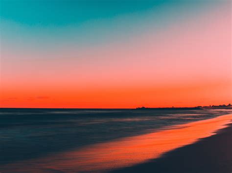 Desktop Wallpaper Beach Clean Sky Skyline Sunset Hd