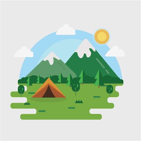 Fondo de camping vectorial con tienda turística Vector Premium