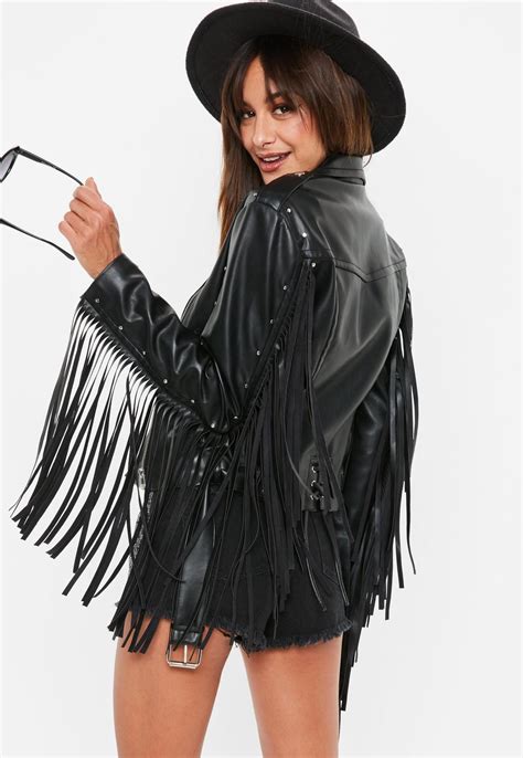 black fringe western biker jacket missguided fringe leather jacket fringe jacket outfit