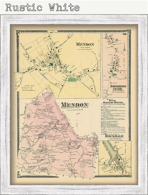 Town Of Mendon Massachusetts 1870 Map Etsy