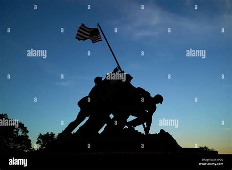 Silhouette Of The United States Marine Corps War Memorial Iwo Jima