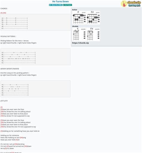 Chord He Turns Down Cat Power Tab Song Lyric Sheet Guitar Ukulele Chords Vip