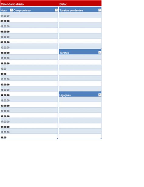 Calendário Diário Em Branco