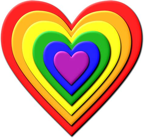 Multi Layered Rainbow Heart Vector Clipart Image Free Stock Photo