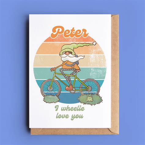 cyclist gonk personalised valentine or anniversary card by so close