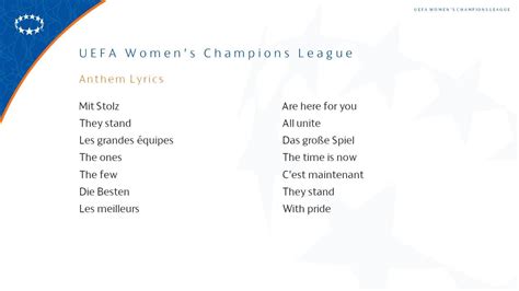 Musique Ligue Des Champions Paroles Français - La Ligue des Champions féminine fait peau neuve | L'Équipière