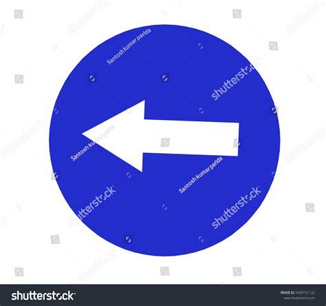 Compulsory Turn Left Sign Or One Way Sign With Royalty Free Stock