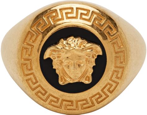 Buy Versace Gold And Black Enamel Medusa Coin Ring K41t Black Tribute G