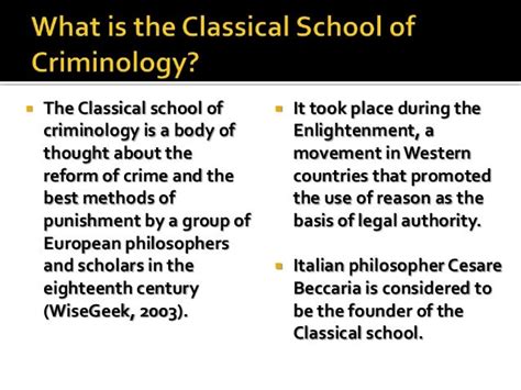 The Classical School Of Criminology