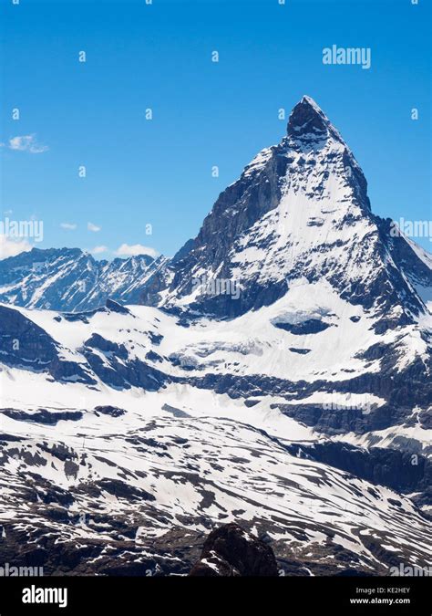 Matterhorn Peak In Sunny Day View From Gornergrat Train Station