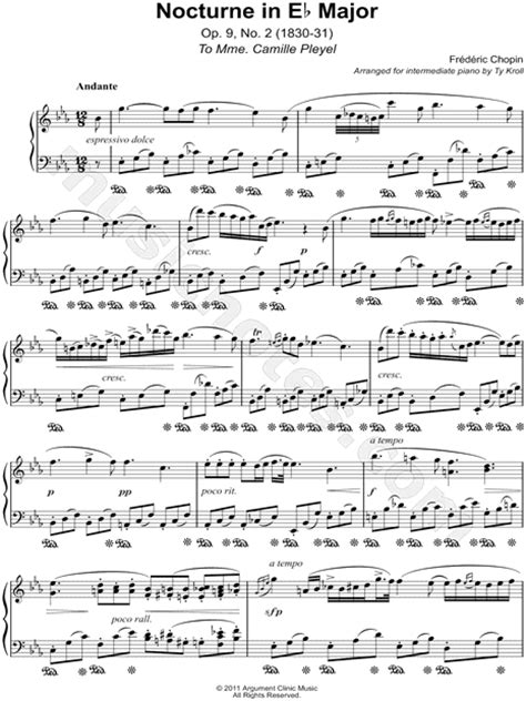 frederic francois chopin nocturne  eb major opus    sheet  piano solo  eb