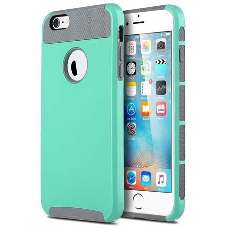 Iphone 66s Shockproof Textured Hybrid Case In Turquoise And Dark Grey