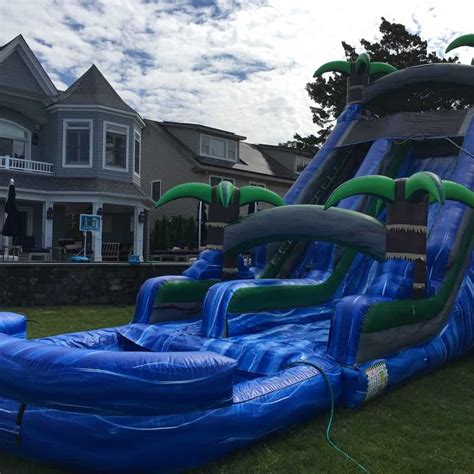 24ft Single Lane Tropical Water Slide With Pool