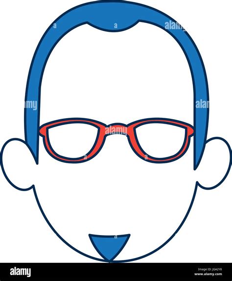 Man Faceless Wearing Glasses Blue Hair In White Background Stock Vector