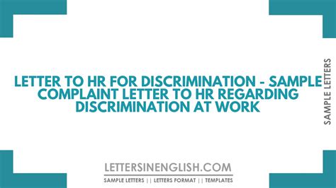 Letter To Hr For Discrimination Sample Complaint Letter To Hr