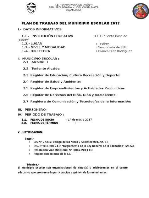 Plan De Trabajo Municipio Escolar Pdf Gobierno Aprendizaje