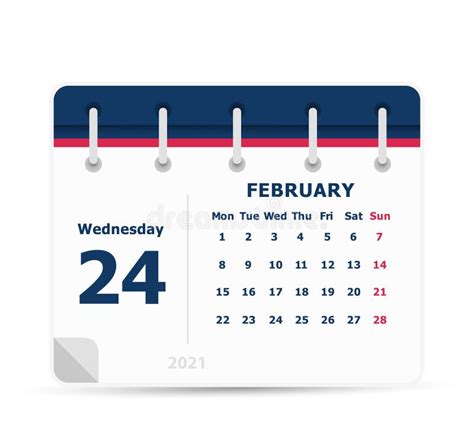 February 24 Calendar Icon 2021 Stock Vector Illustration Of