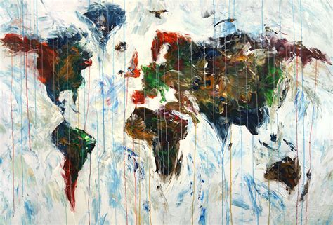 World Map Artwork Large Abstract Painting Art For Sale