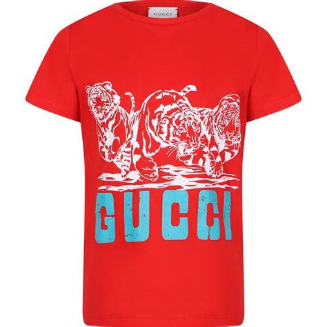 Gucci Boys' Tiger Print T-Shirt in Red — BAMBINIFASHION.COM