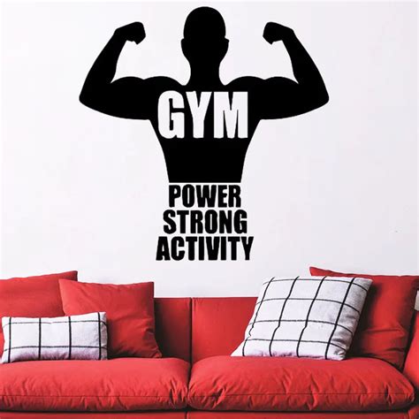 Sports Gym Wall Stickers Fitness Power Strong Wall Decals Home Decor Living Room Decoration