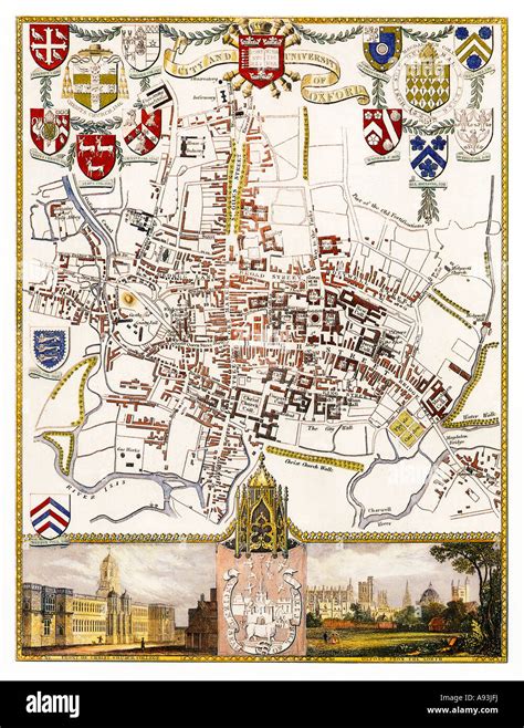 Mappa Di Oxford Vittoriana Di Mappa Della Citt E Universit Di Thomas