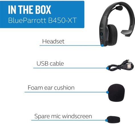 Blueparrott B450 Xt Wireless Headset Noise Cancelling Up To 24 Hours