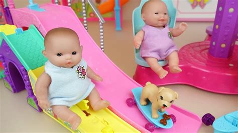 Baby Doll Play Park Slide Toys Baby Doli Amusement Park Play Youtube
