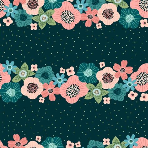 Floral Abstract Seamless Pattern Premium Vector