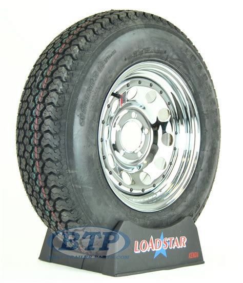 Trailer Tire St20575d14 On Chrome Wheel 5 Lug Rim By Loadstar
