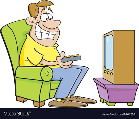 Cartoon Man Watching Television Vector Image On Vectorstock Cartoon