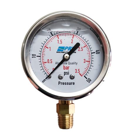 0 50 Psi Pressure Gauge 25 304 Stainless Steel Bottom Mount