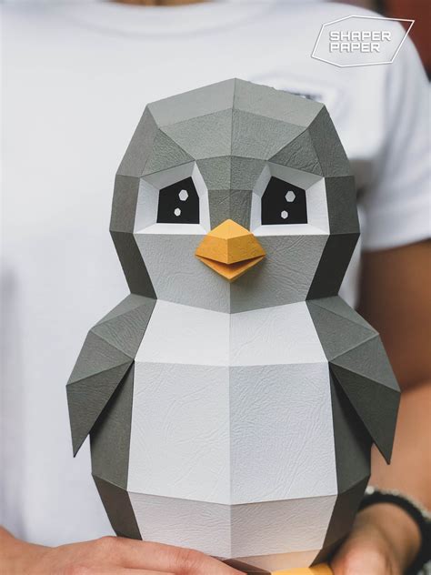 Papercraft 3d Penguin Template Low Poly Paper Sculpture Etsy