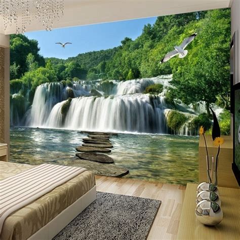 Retira la mayor cantidad de papel tapiz que puedas con la mano para revelar cualquier respaldo presente.6 x fuente de investigación. Beibehang pared papel papel de parede 3d paisaje cascada ...