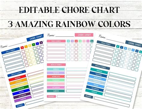 Pastel Colors Rainbow Colors Chore Rewards Weekly Chores Chore