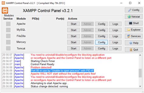 Cara Mengatasi XAMPP Port 80 In Use By Unable To Open Process With PID 4
