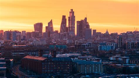 Download Wallpaper 1920x1080 City Sunset Aerial View Buildings