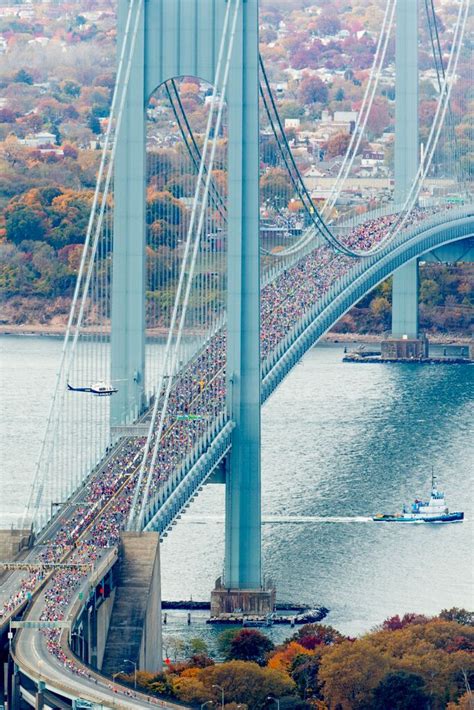 The New York City Marathon On The Verrazano Narrows Bridge Focus