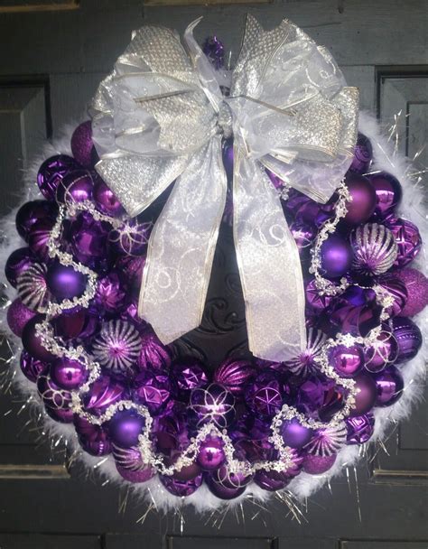 Purple Silver White Ornament Christmas Wreath Pretty Christmas