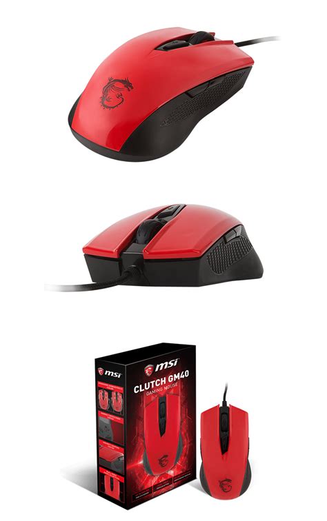 Buy Msi Gaming Clutch Gm40 Optical Mouse Red Msi Gm40 Red Pc Case