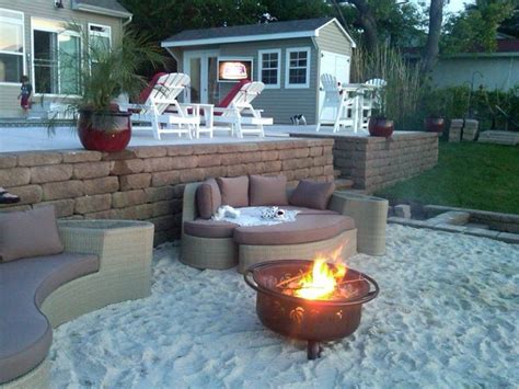 We are referring mainly to wood and charcoal fired metal having a layer of sand inside the bottom of your cast iron fire pit protects the metal finis. Cool sand around fire-pit at the beach. | DIY Home ...