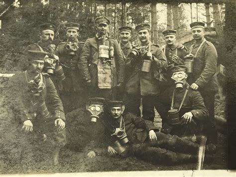 Germans Soldiers Posing In Gas Masks Dated 1916 In Gas Masks And Respirators