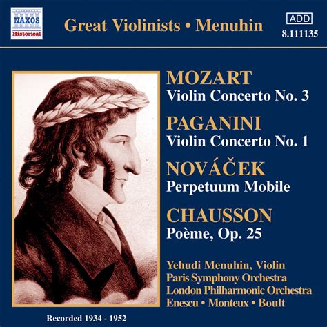 ‎mozart Violin Concerto No 3 Paganini Violin Concerto No 1 De