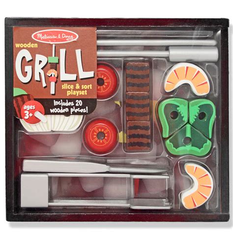 Melissa And Doug Wooden Grill Slice And Sort Play Set 20 Pieces Ages 3